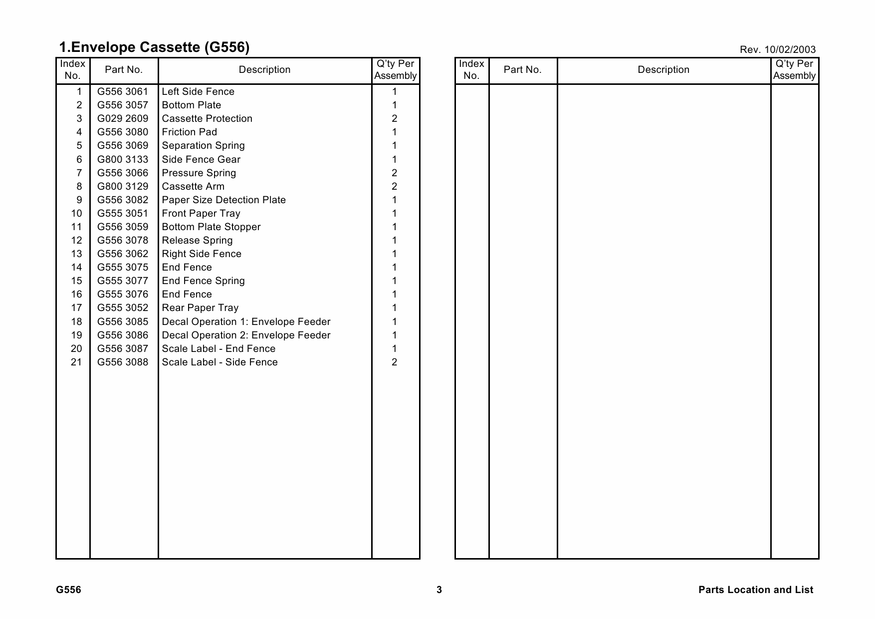 RICOH Options G556 ENVELOPE-FEEDER-TYPE-2600 Parts Catalog PDF download-5